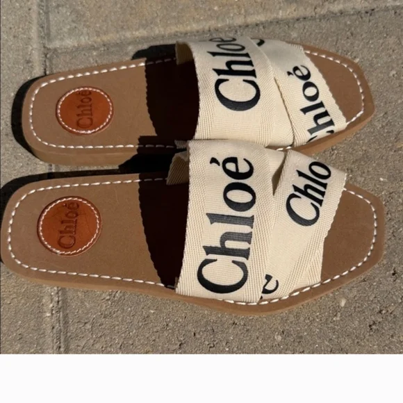 Chloé Woody Tan & Cream Sandals (NEW) - Picture 2 of 7